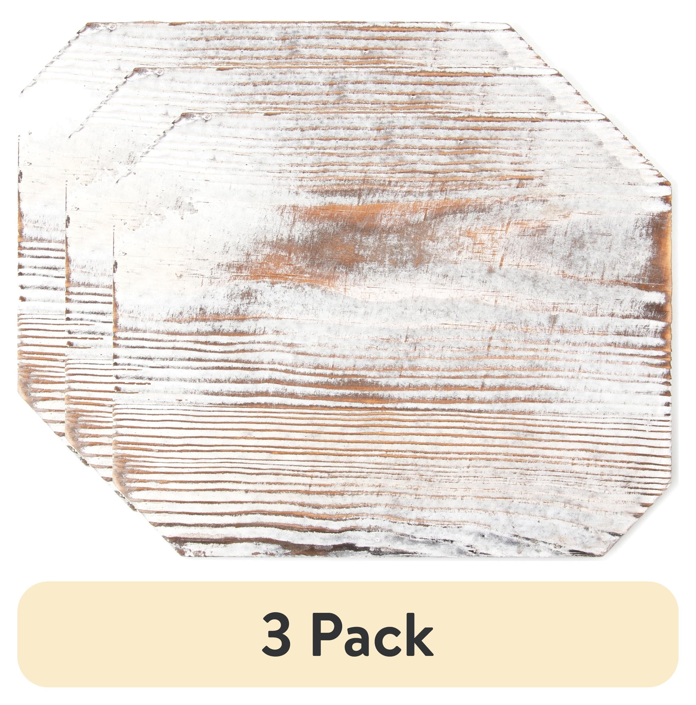 (3 pack) Cousin DIY Small Rectangular Whitewash Cutout Wood Plank for Rustic Craft Projects