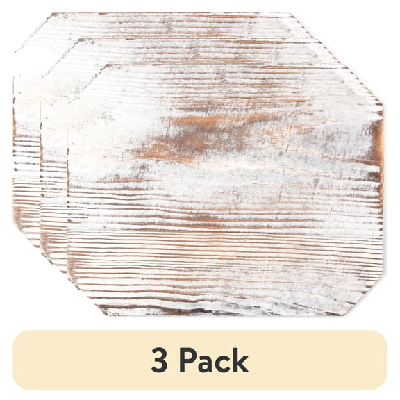 (3 pack) Cousin DIY Small Rectangular Whitewash Cutout Wood Plank for Rustic Craft Projects