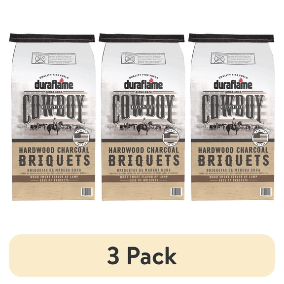 (3 pack) Cowboy Brand 14 Pound Long Lasting Hardwood Charcoal Briquets