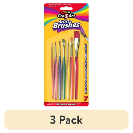 (3 pack) Cra-Z-Art All Purpose Multicolor Artist Paint Brushes, 7 Count