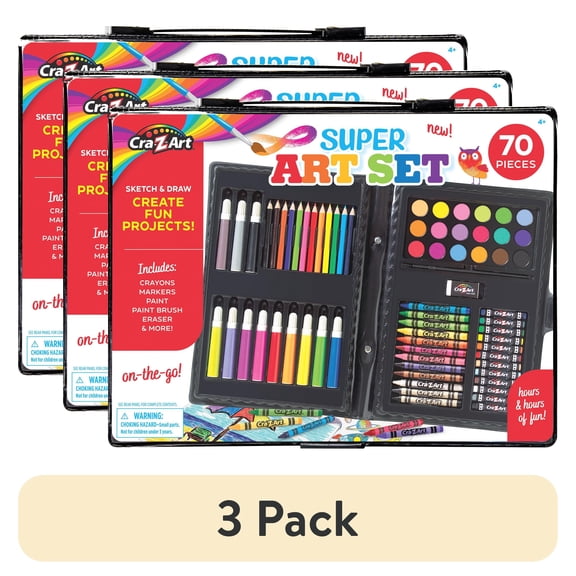 (3 pack) Cra-Z-Art Super Art Set-70 Piece Set Toy for Creative Exploration, Best Gift for Kids Ages 4 & up