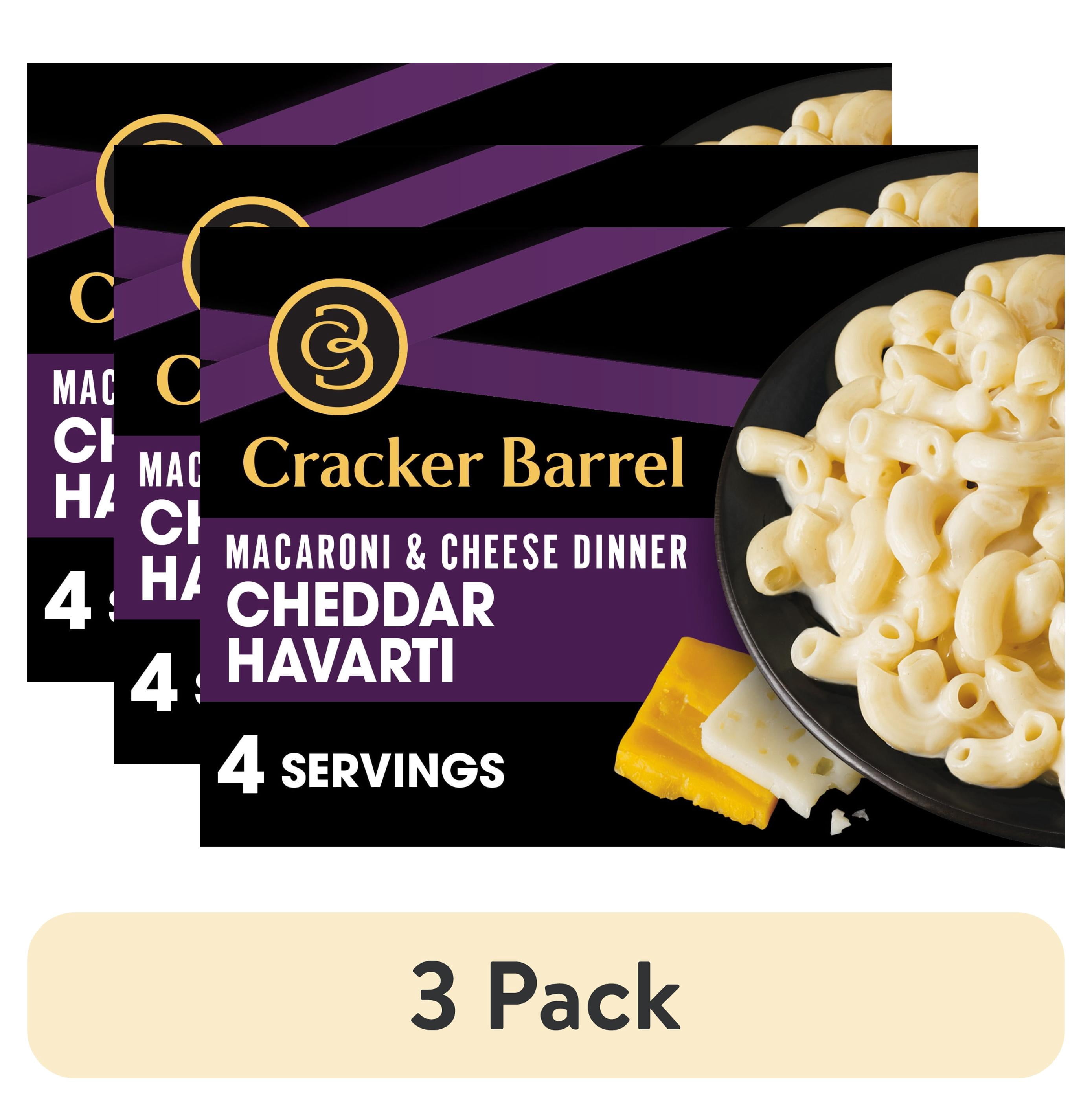 (3 pack) Cracker Barrel Mac and Cheese, 1 Box, for Easy Dinner or Dinner Sides, Cheddar Havarti Flavor, No Artificial Flavors or Dyes, 14 oz