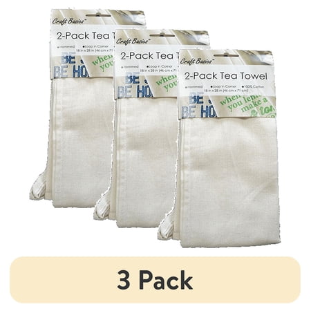 (3 pack) Craft Basics Cotton Tea Towel 2 Count (Brown)