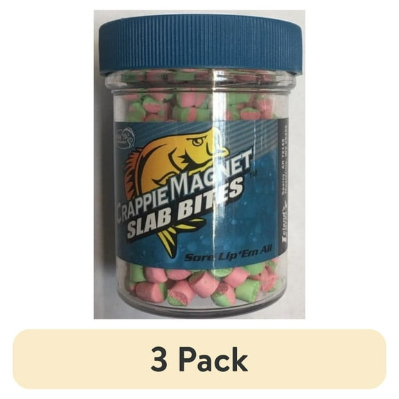 (3 pack) Crappie Magnet Slab Bites, Pink/Chartreuse