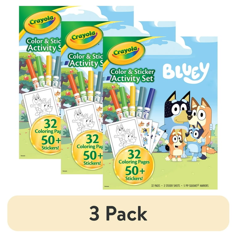 3 pack) Crayola Bluey Color and Sticker Activity Set, 32 Coloring