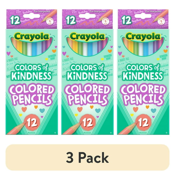 (3 pack) Crayola Colors of Kindness Colored Pencils, School Supplies, 12 Ct, Beginner Child