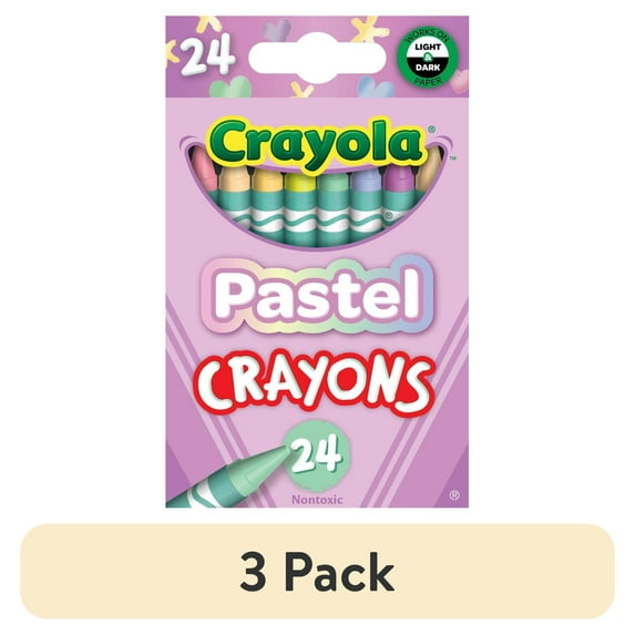 (3 pack) Crayola 24 Ct Pastel Crayons, School Supplies, Art Supplies, Creative Gifts for Kids Ages 3+
