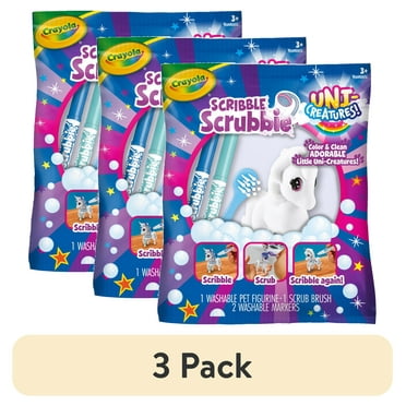 (3 pack) Crayola Scribble Scrubbie Pets, Uni-Creature 1 Count, Mythical Animal Toy, Gifts for Kids, Child