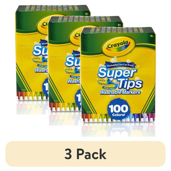 (3 pack) Crayola Super Tips Washable Markers, 100 Ct, Journaling and Coloring Supplies, Classroom Must Haves, Creative Gifts for Kids and Teens, Ages 3+