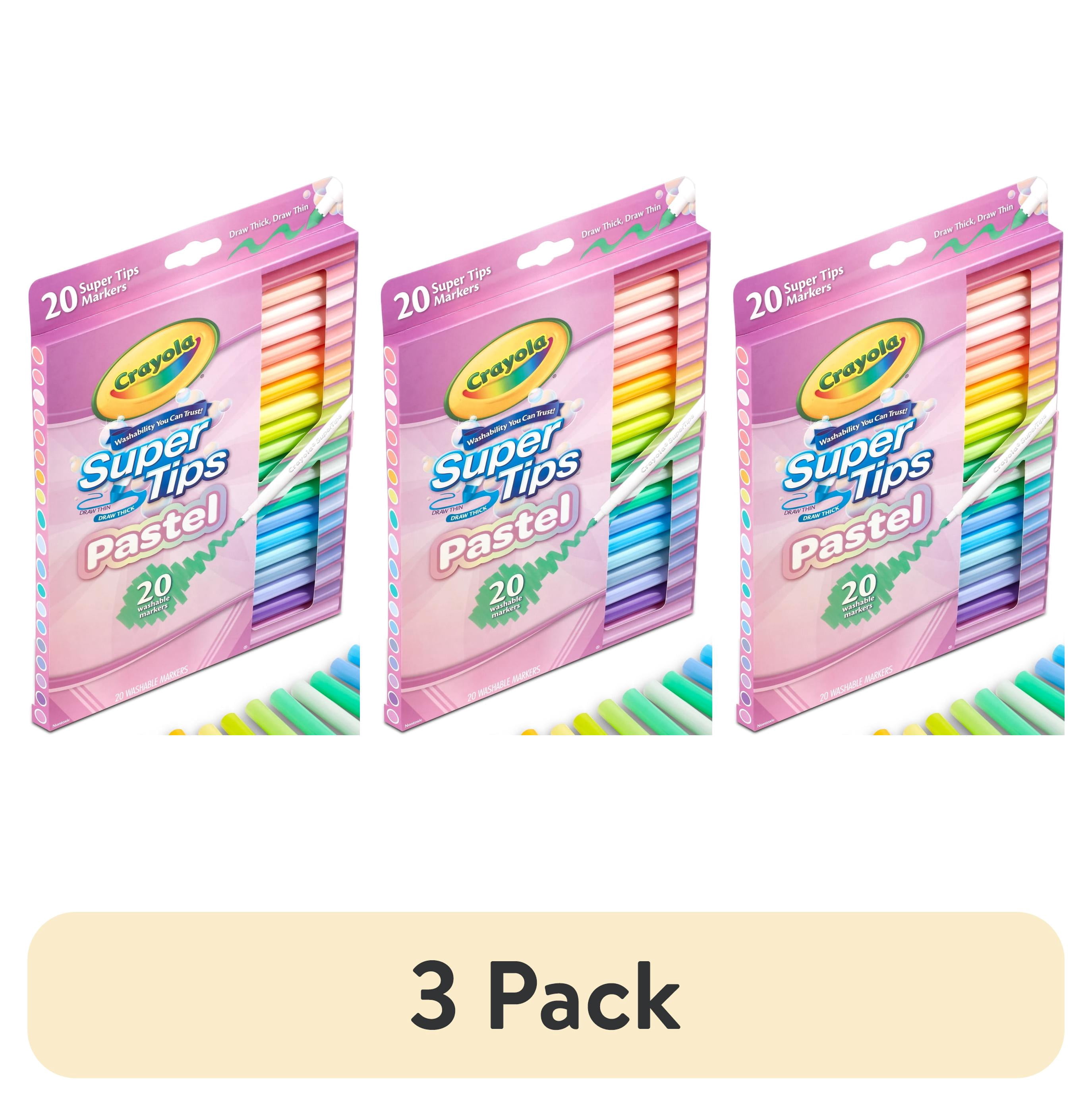 (3 pack) Crayola Supertips Pastel Markers, 20ct, Washable Markers, Cute School Supplies, Classroom Must Haves, Aesthetic Gift for Teachers and Kids, Ages 4+