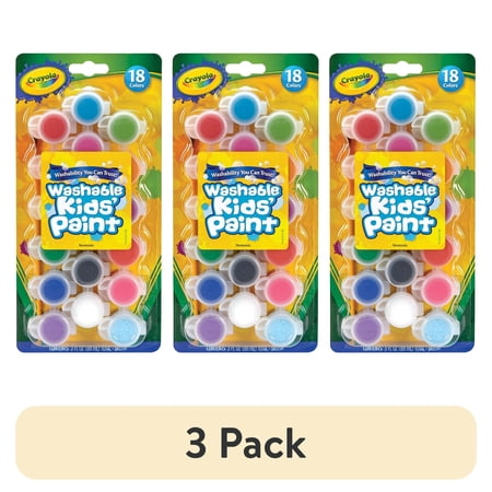 (3 pack) Crayola Washable Kids Paint Set, 18 Paint Colors, Back to School Supplies, Kids Crafts, Classroom Must Haves
