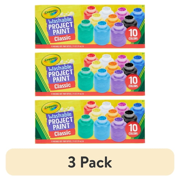 (3 pack) Crayola Washable Kids Paint Set, 10 Ct, Kids Arts & Crafts Supplies, Halloween Craft Set, Halloween Gifts for Kids
