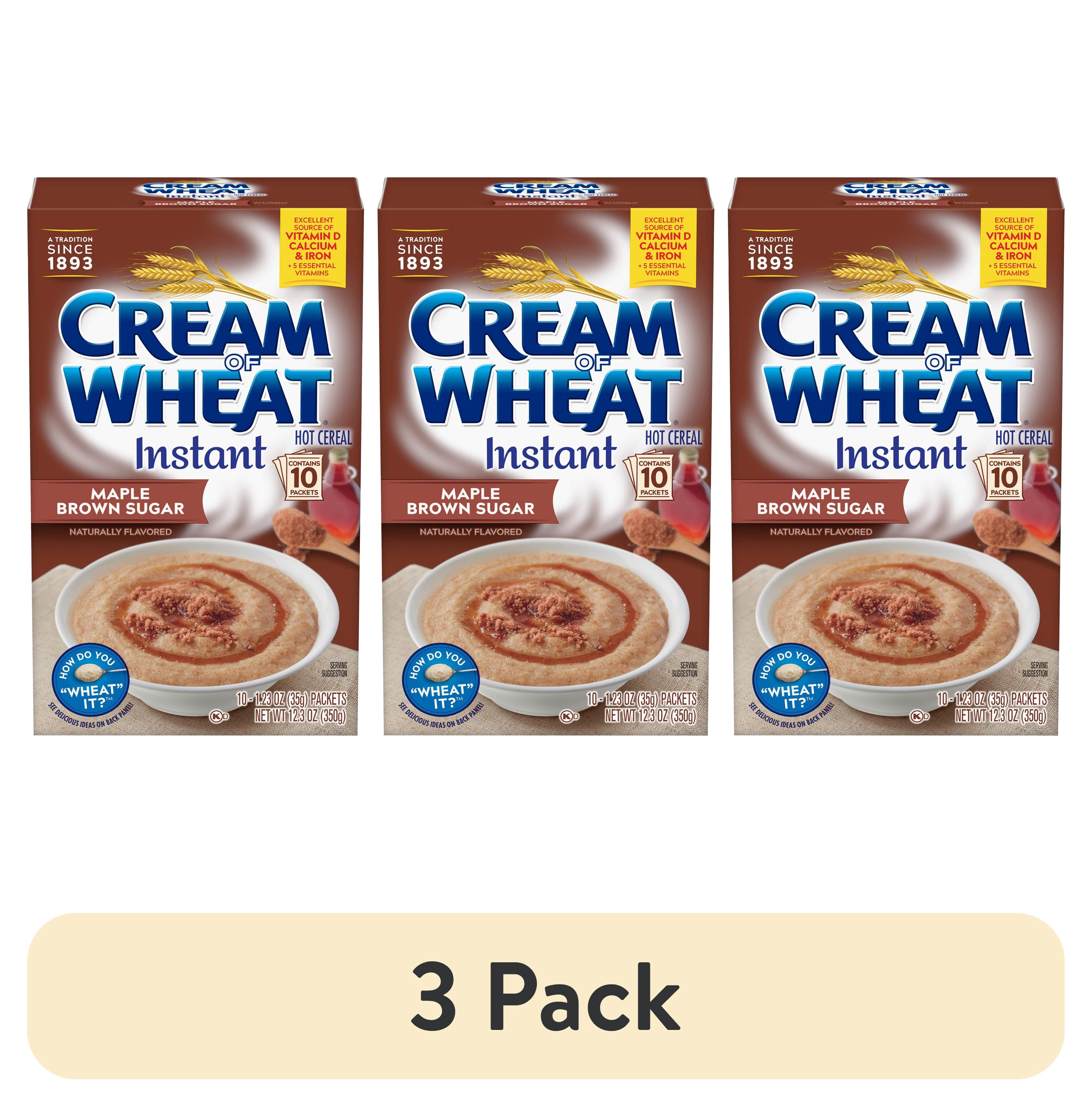 (3 pack) Cream of Wheat Instant Hot Cereal, Maple Brown Sugar, Kosher, Shelf-Stable, 10 Count