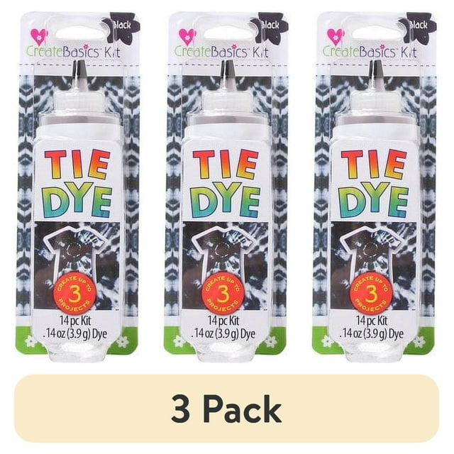 (3 pack) Create Basics 1 Color Tie Dye Kit, Black, Makes 4 fl oz