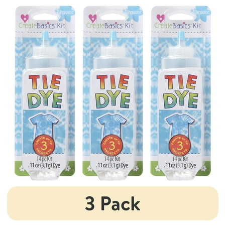 (3 pack) Create Basics 1 Color Tie Dye Kit, Turquoise, Makes 4 fl oz