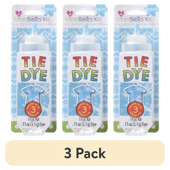 (3 pack) Create Basics 1 Color Tie Dye Kit, Turquoise, Makes 4 fl oz