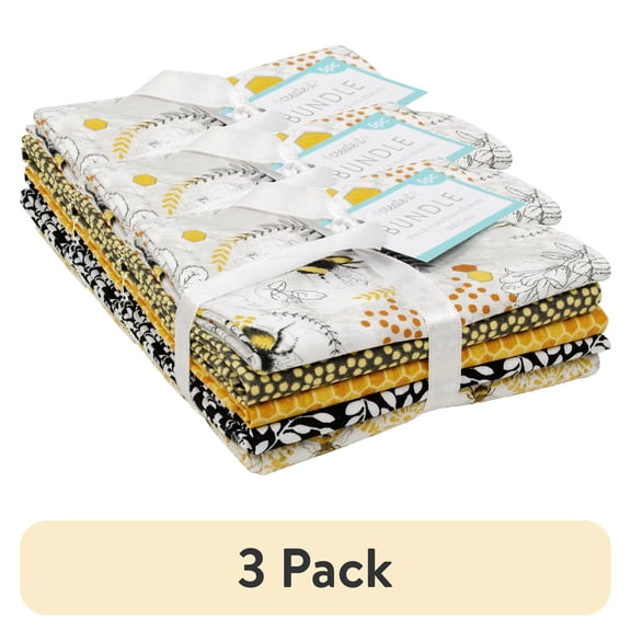 (3 pack) Create It 18" x 21" Cotton Bumble Bee Precut Sewing & Craft Fabric Bundle, Multicolor 5 Piece