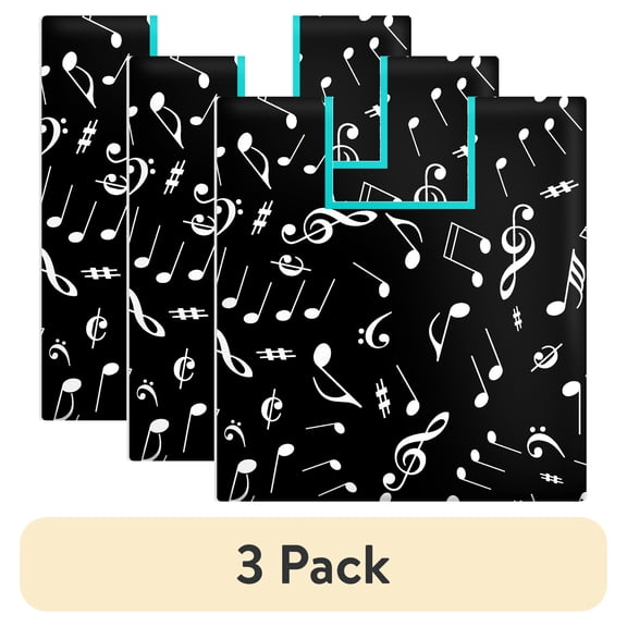 (3 pack) Create It 18"x21" 100% Cotton Music Notes Precut Sewing & Craft Fabric,  Black 1 Piece