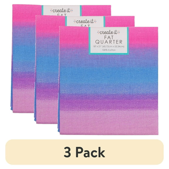 (3 pack) Create It 18"x21" 100% Cotton Ombre Precut Sewing & Craft Fabric, Pink 1 Piece
