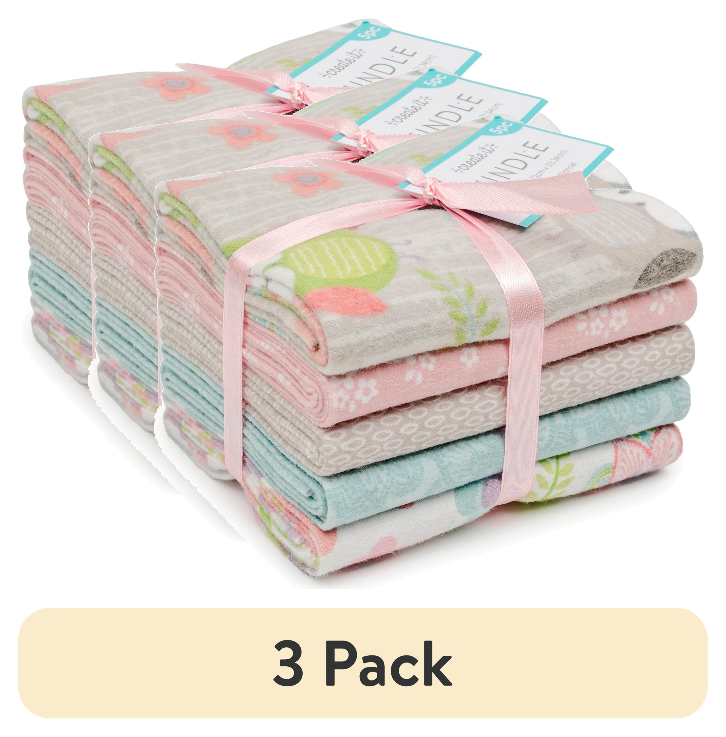 (3 pack) Create It 18"x21" Cotton Flannel Hootsie Precut Sewing & Craft Fabric Bundle, Multicolor 5 Piece