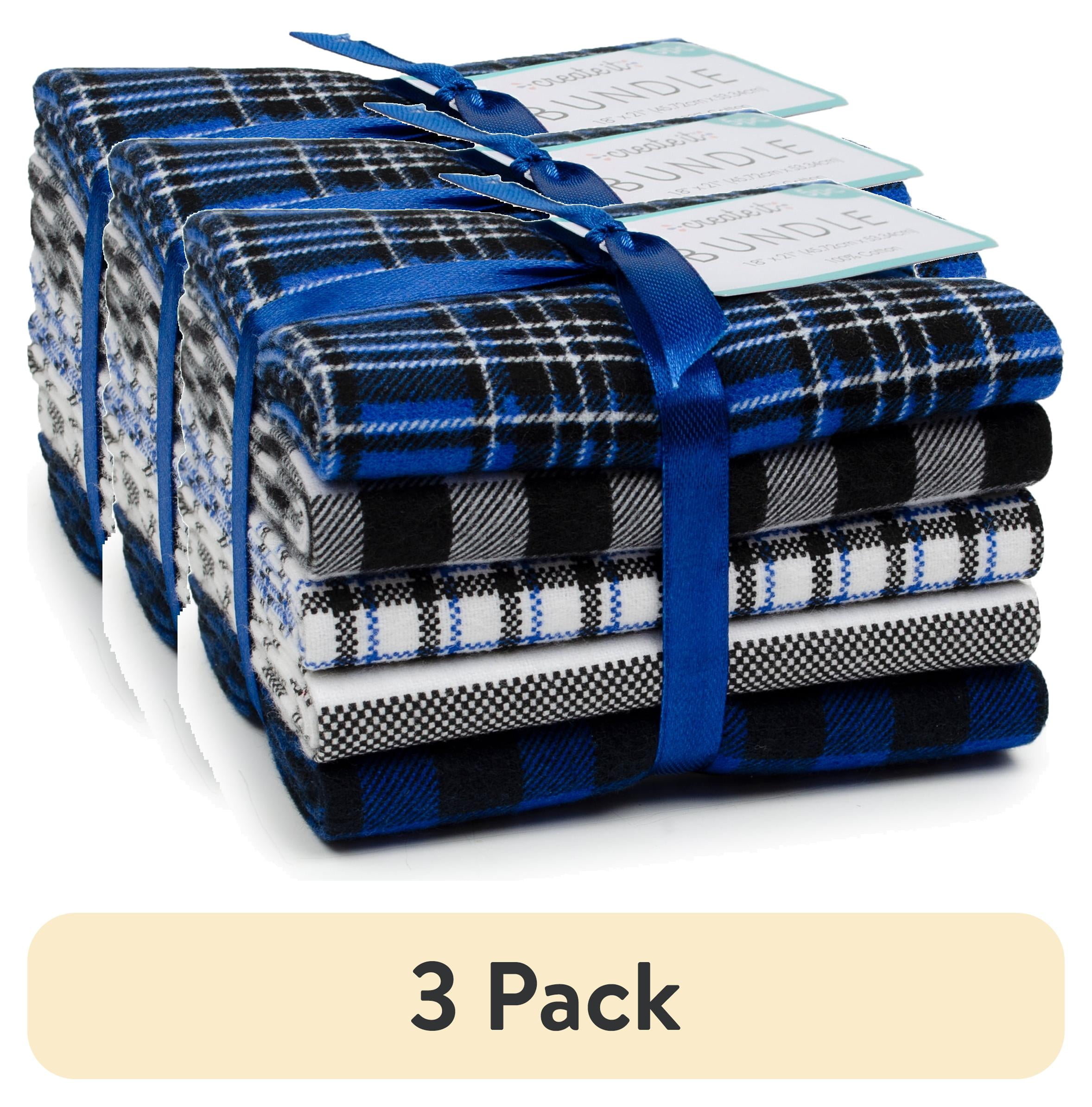 (3 pack) Create It 18"x21" Cotton Flannel Plaid Precut Sewing & Craft Fabric Bundle, Blue 5 Piece
