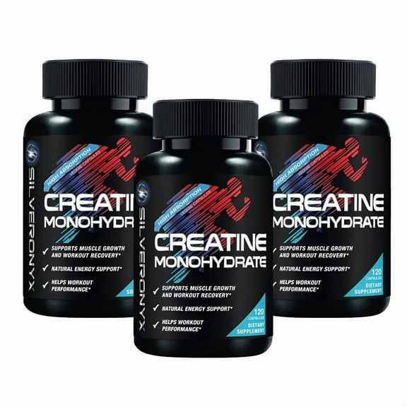 (3 pack) Creatine Monohydrate Capsules 3000mg - Micronized Creatine Nutritional Supplement - Lean Muscle Growth, Workout Performance, Energy & Endurance Support - 750mg per High Absorption Capsule - 120 Count