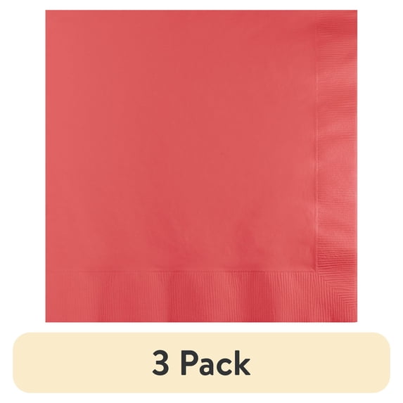(3 pack) Creative Converting 663146B Coral Luncheon Napkin 2Ply,