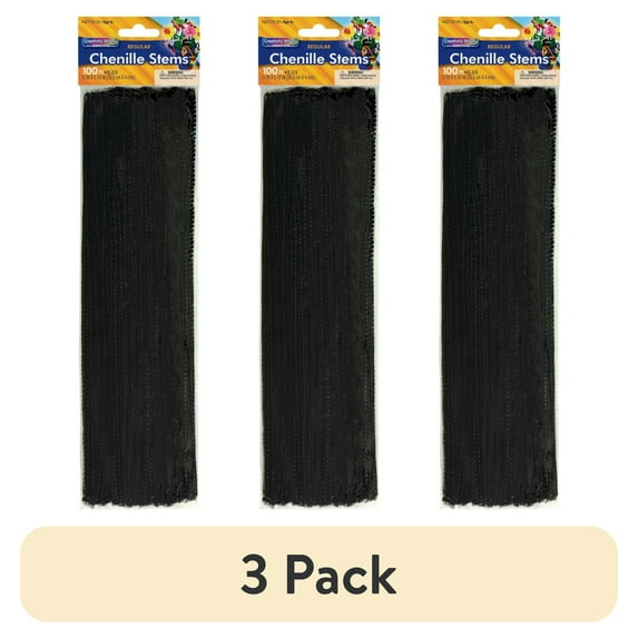 (3 pack) Creativity Street Chenille Stems, Regular, Black 100/Pkg.