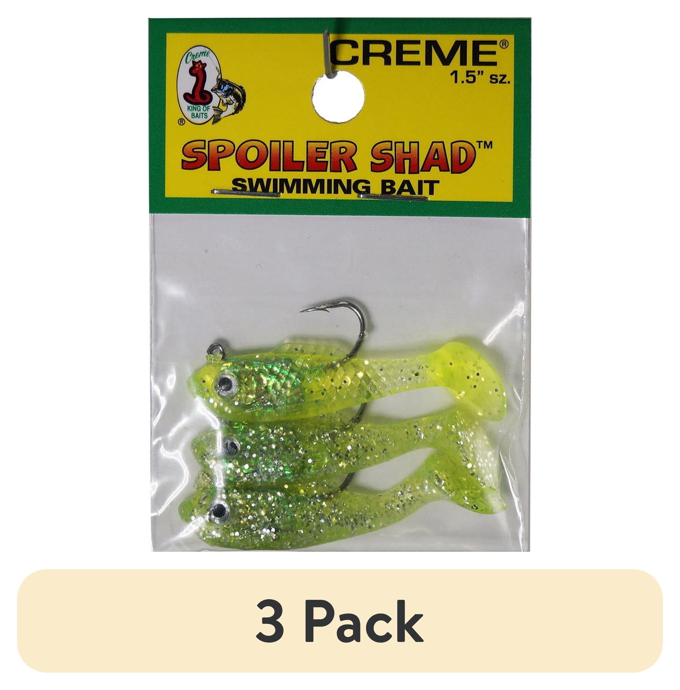 (3 pack) Creme 1.5" Spoiler Shad Swim Bait Fishing Lure, Chartreuse