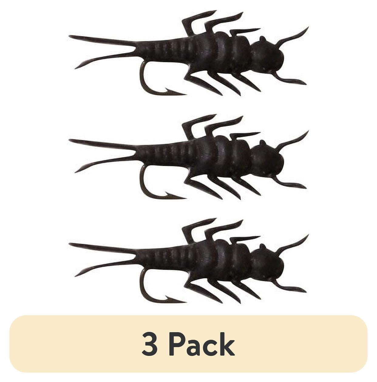 (3 pack) Creme 1" Ultra Sharp Trout Bugs Lure, Black Stonefly Nymph