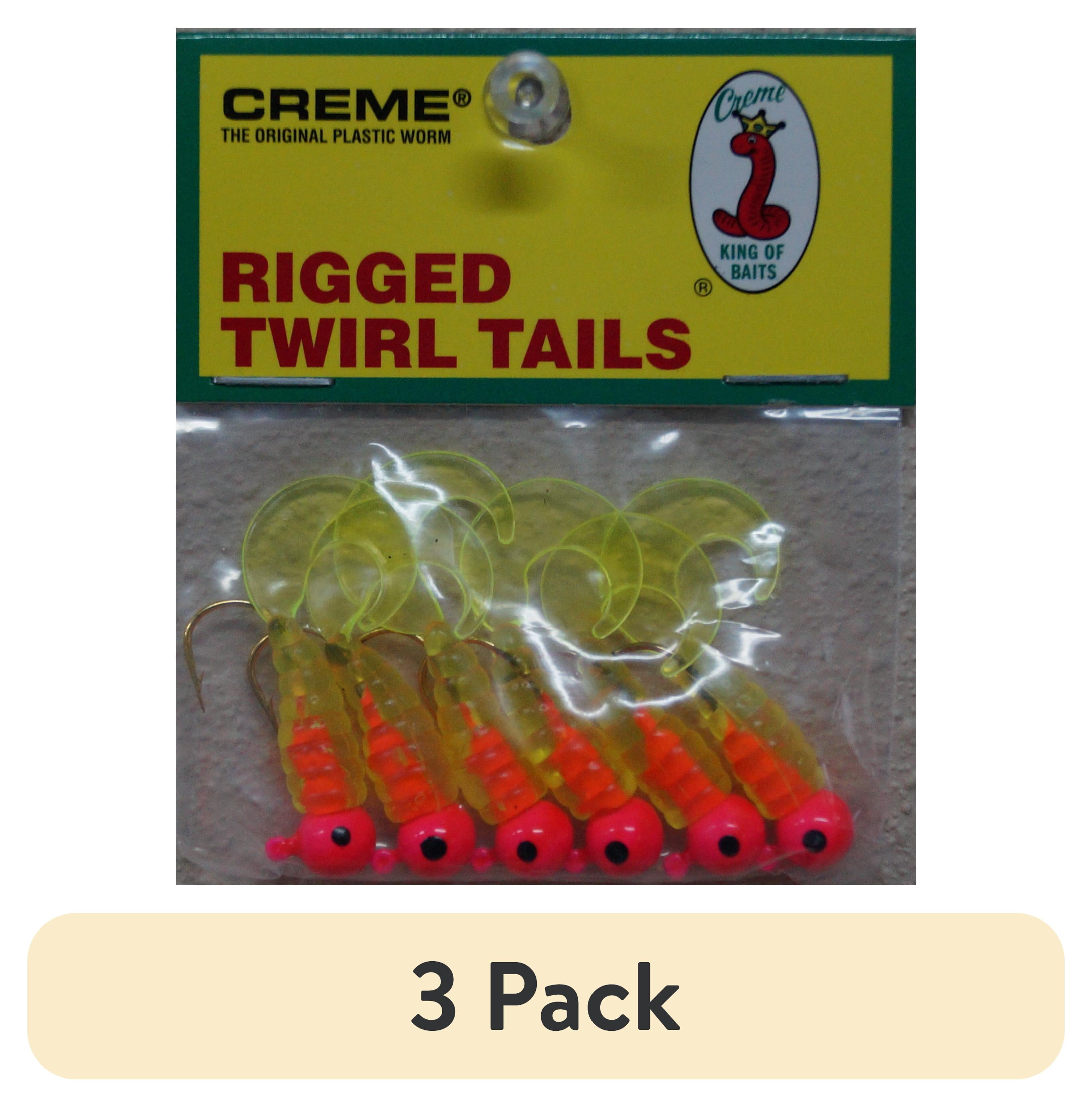 (3 pack) Creme 2" Rigged Twirl Tail Lure, Pink & Chartreuse, 1/16 oz., 6 Count