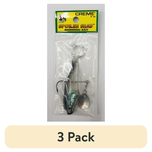 (3 pack) Creme 3" Spoiler Spin Shad Swim Bait Lure, Black