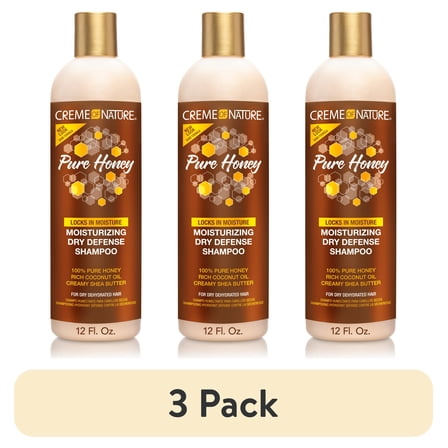 (3 pack) Creme of Nature Pure Honey Dry Defense Shampoo with Coconut Oil & Shea Butter, 12 fl oz