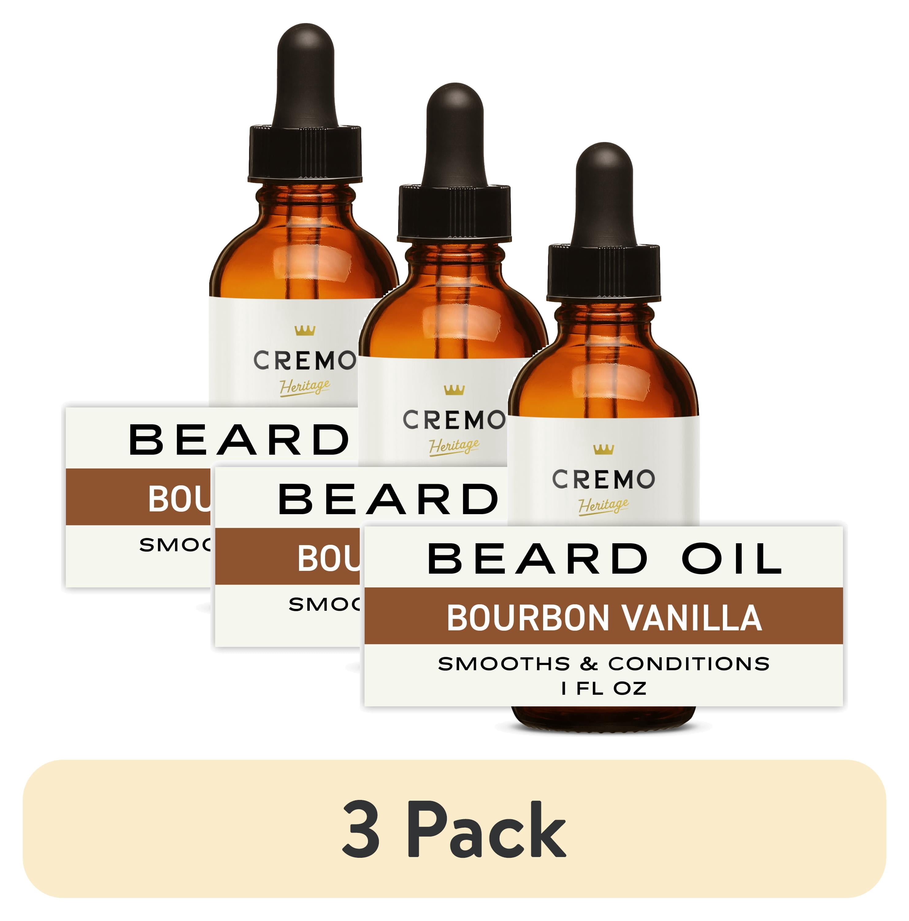 (3 pack) Cremo Beard Oil, Bourbon Vanilla Scent, 1 Fl Oz, Moisturizes & Softens Beards