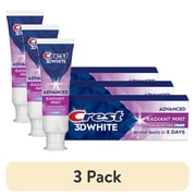 3 pack Crest 3D White Advanced Teeth Whitening Toothpaste, Radiant Mint, 2.4 oz