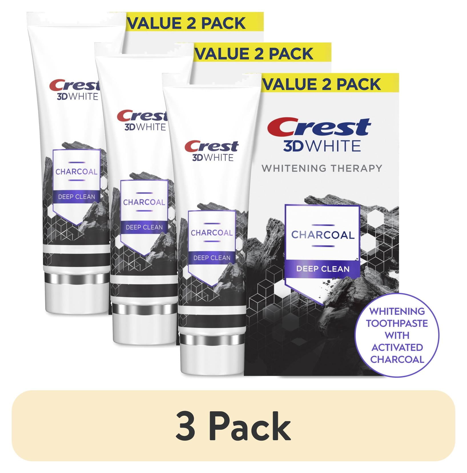 (3 pack) Crest 3D White Whitening Therapy Charcoal Deep Clean Invigorating Mint Toothpaste, 4.6 oz Pack of 2