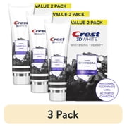 3 pack Crest 3D White Whitening Therapy Charcoal Deep Clean Invigorating Mint Toothpaste, 4.6 oz Pack of 2