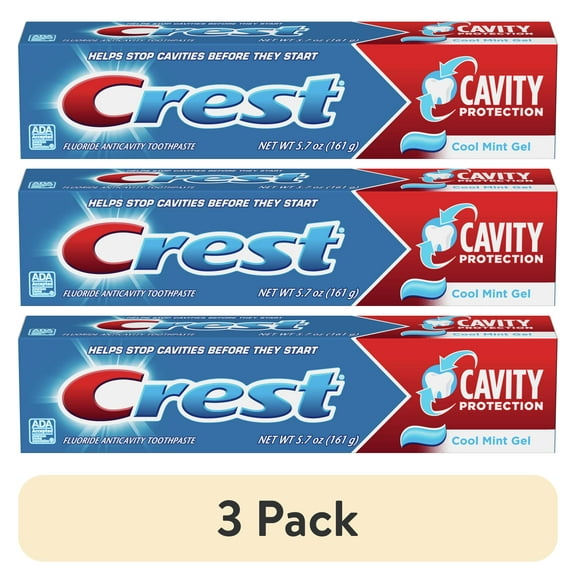 (3 pack) Crest Toothpaste, Cavity Protection Toothpaste Gel, Cool Mint, 5.7 oz