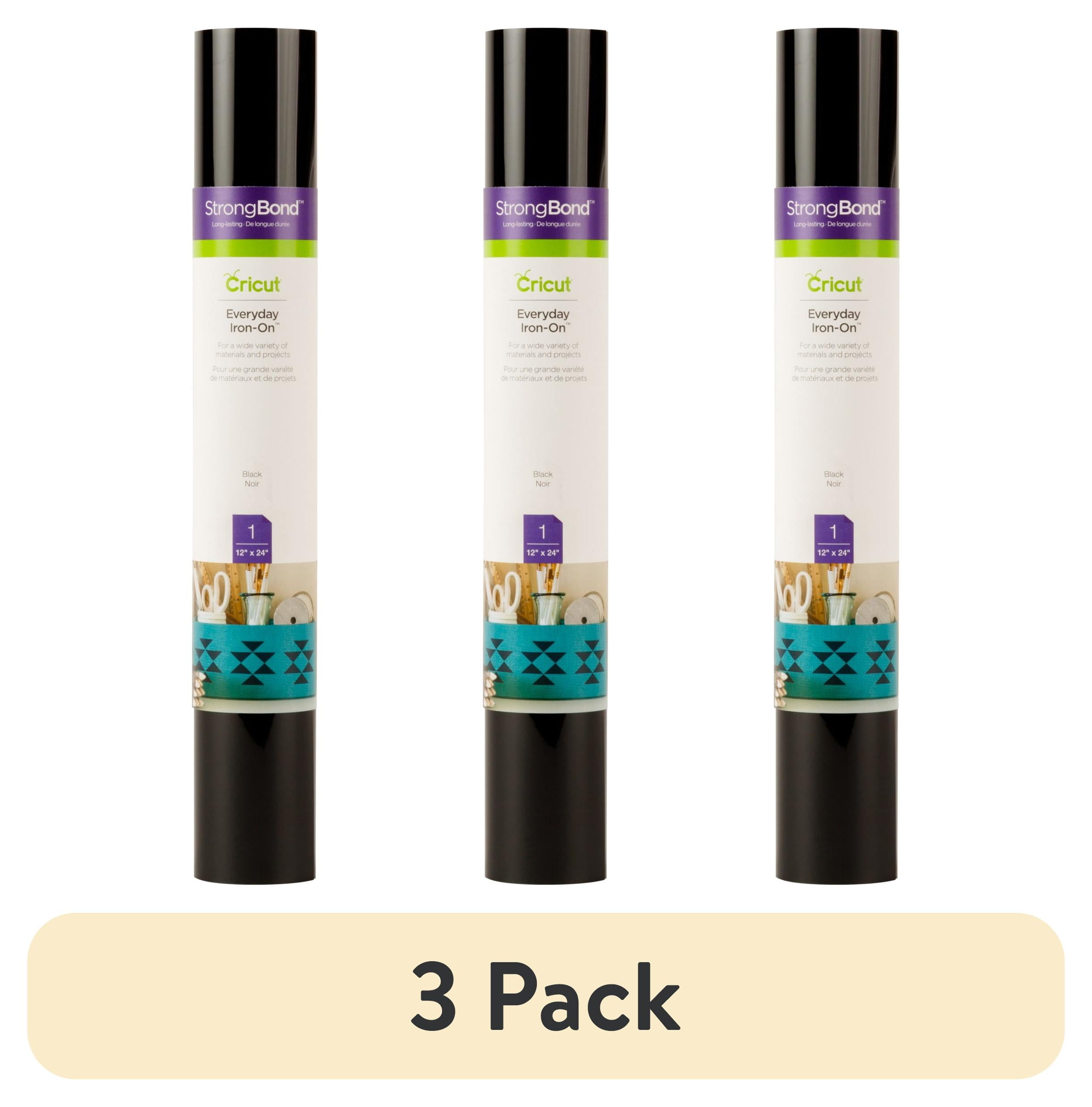 (3 pack) Cricut Everyday Iron-On Vinyl, Black, 12" x 24"