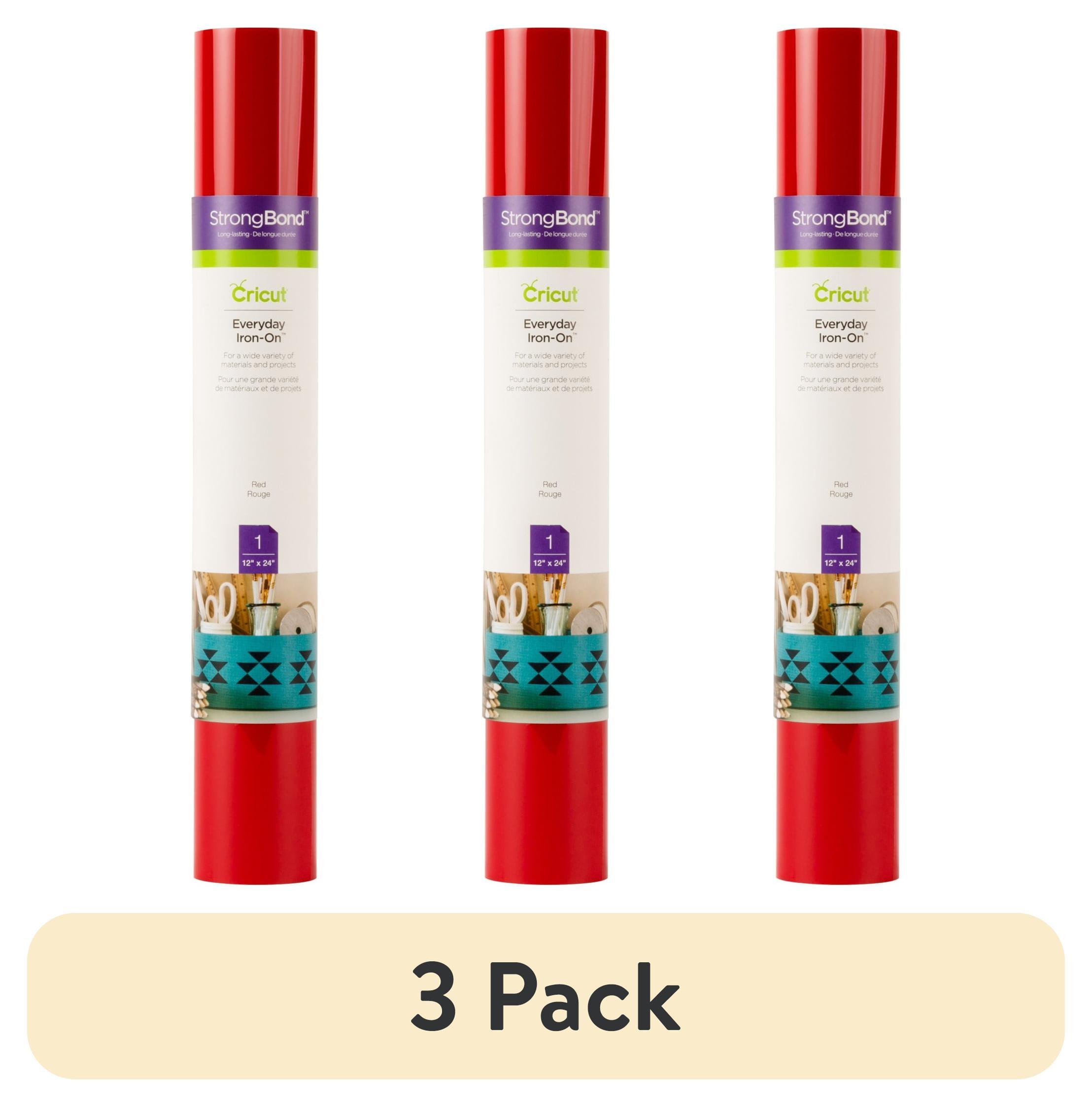 (3 pack) Cricut Everyday Iron-On Vinyl, Red, 12" x 24" Roll