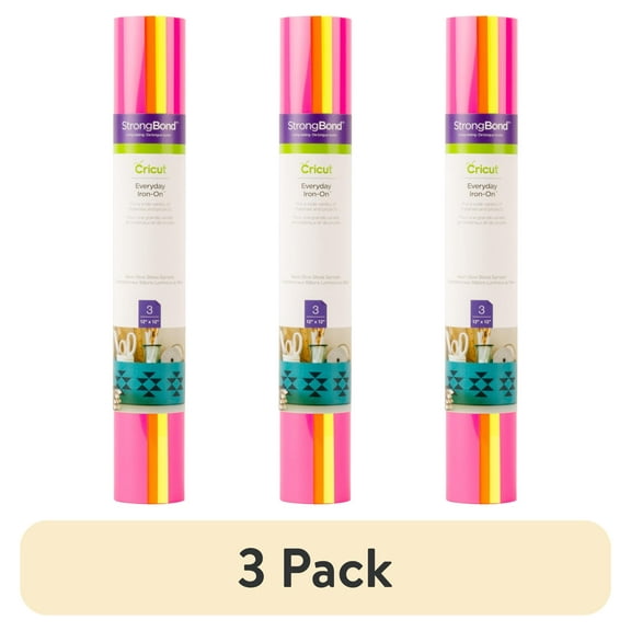 (3 pack) Cricut Everyday Iron-On Vinyl Sampler, Neon Glowsticks, 12" x 12"