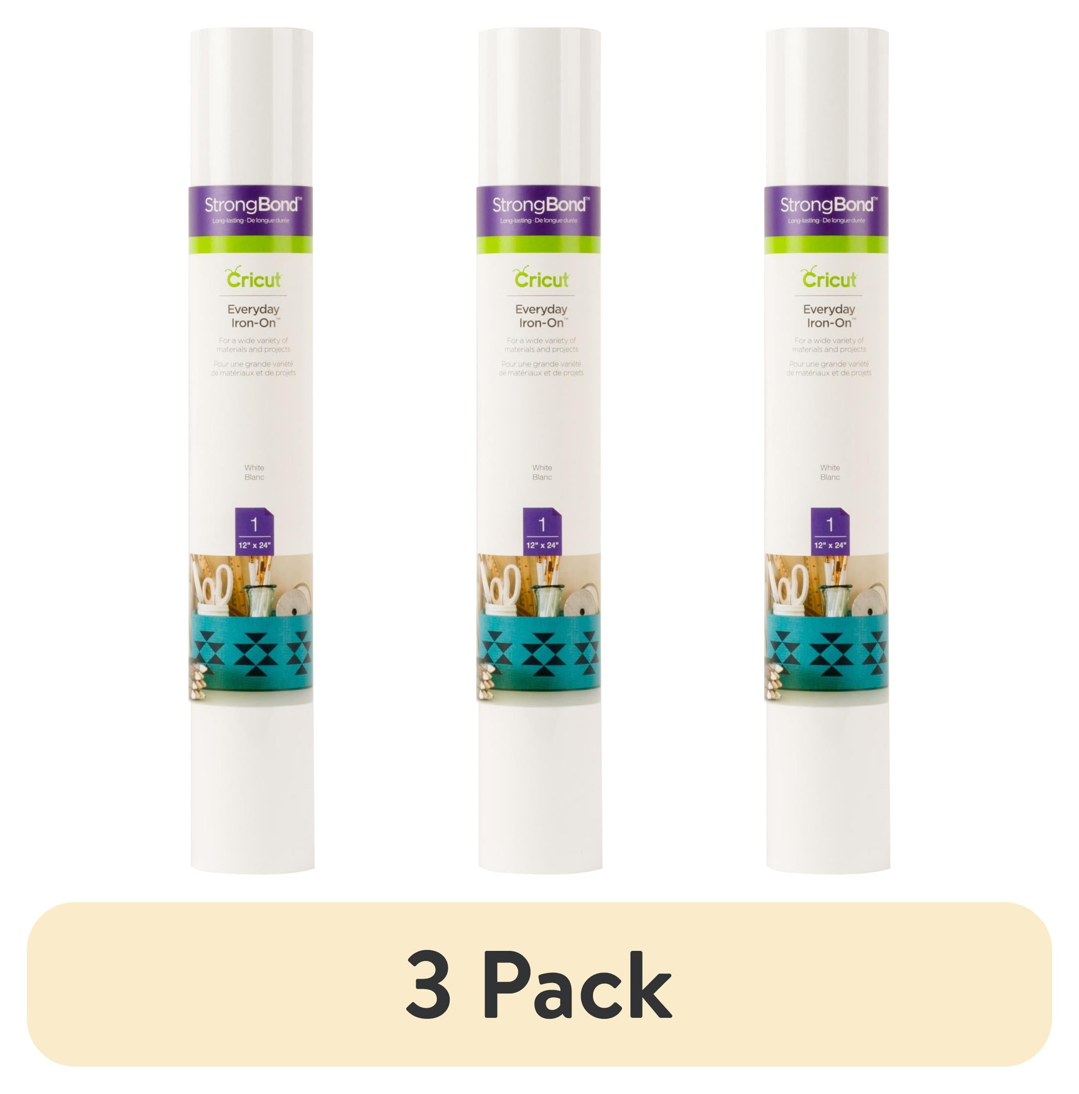 (3 pack) Cricut Everyday Iron-On Vinyl, White, 12" x 24"