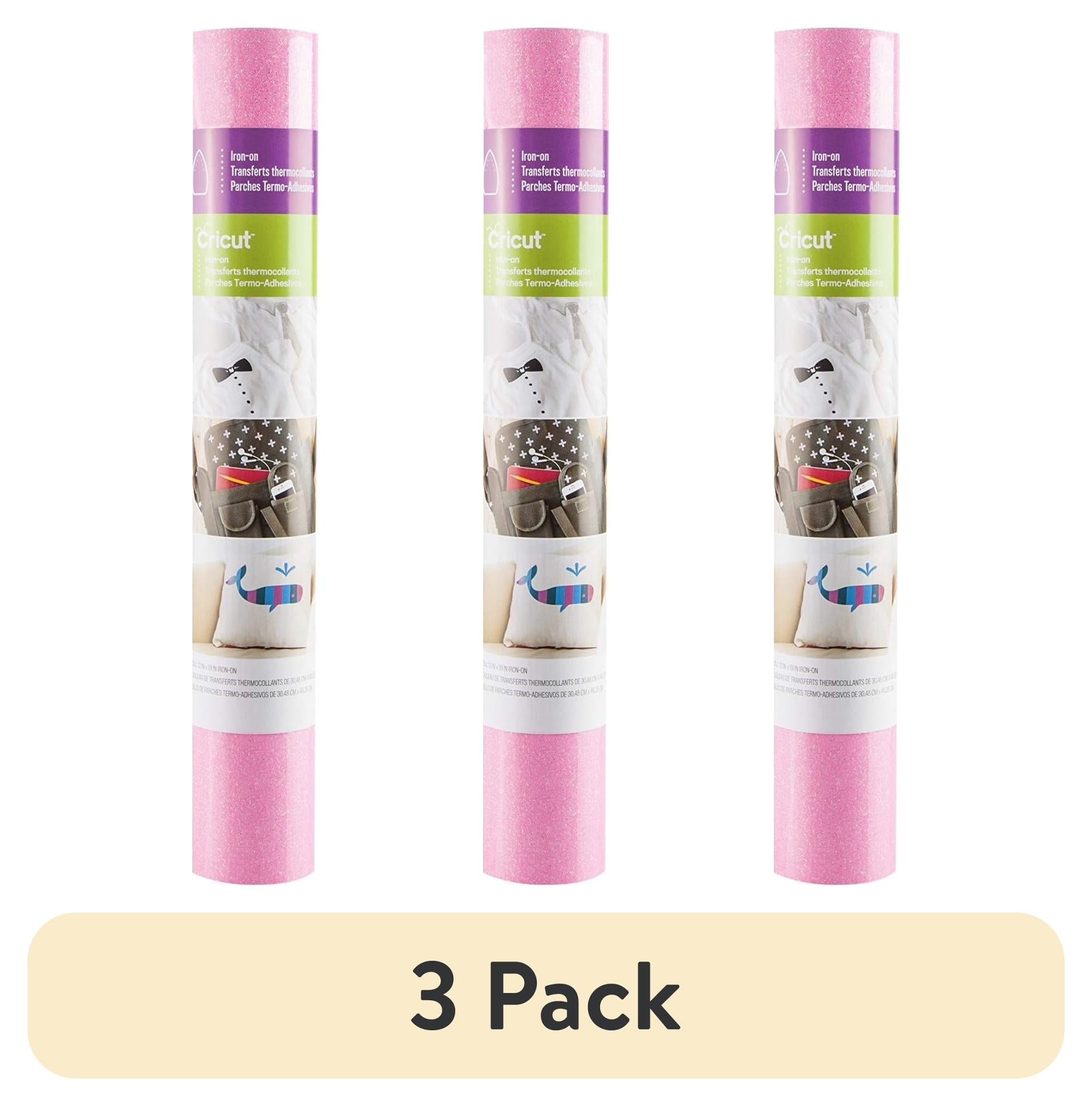 (3 pack) Cricut Glitter Iron-On Vinyl, Pink, 12" x 19"