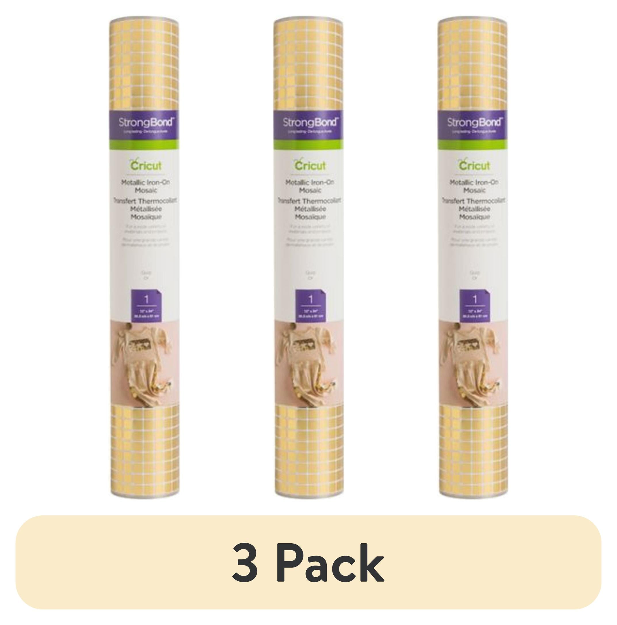 (3 pack) Cricut Metallic Iron-On Vinyl, Mosaic Squares, 12" x 24"