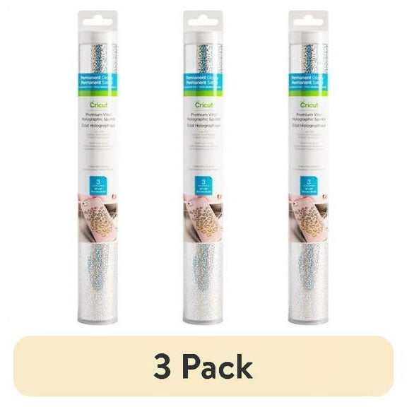 (3 pack) Cricut Premium Vinyl Holographic Sparkle Sampler, Cherry Fizz Permanent, 12" x 24"