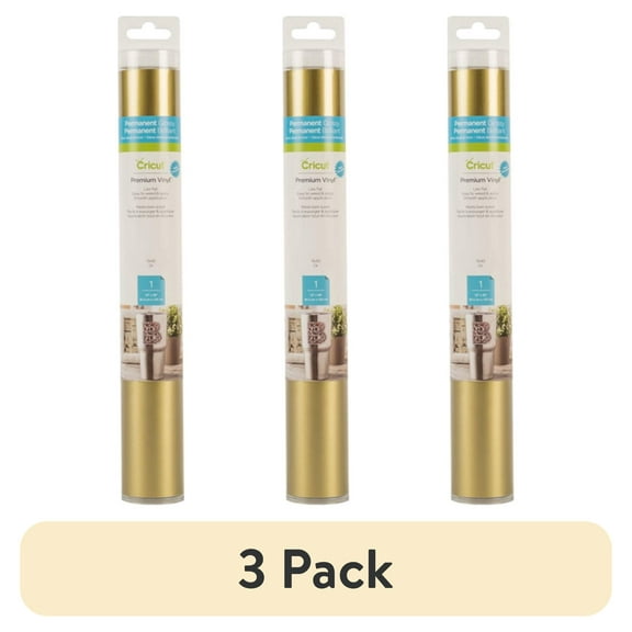 (3 pack) Cricut® Premium Vinyl – Permanent, Gold, 12" x 48"