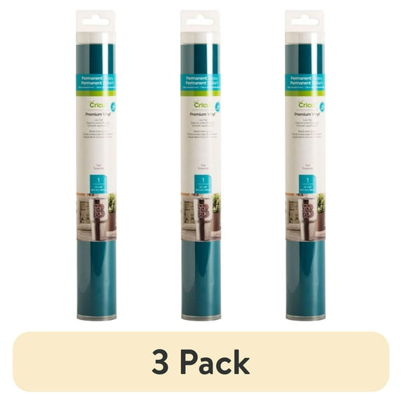 (3 pack) Cricut® Premium Vinyl – Permanent, Teal, 12" x 48"