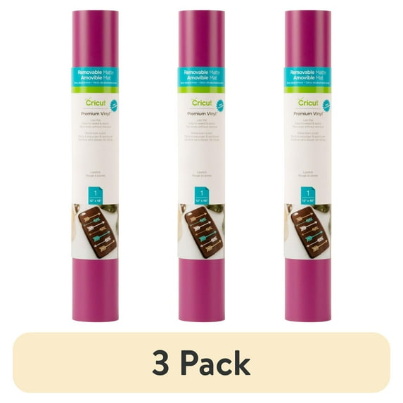 (3 pack) Cricut® Premium Vinyl – Removable, Lipstick, 12" x 48"