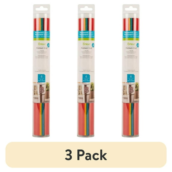 (3 pack) Cricut® Premium Vinyl™ Sampler, Brights – Permanent, 12" x 48"
