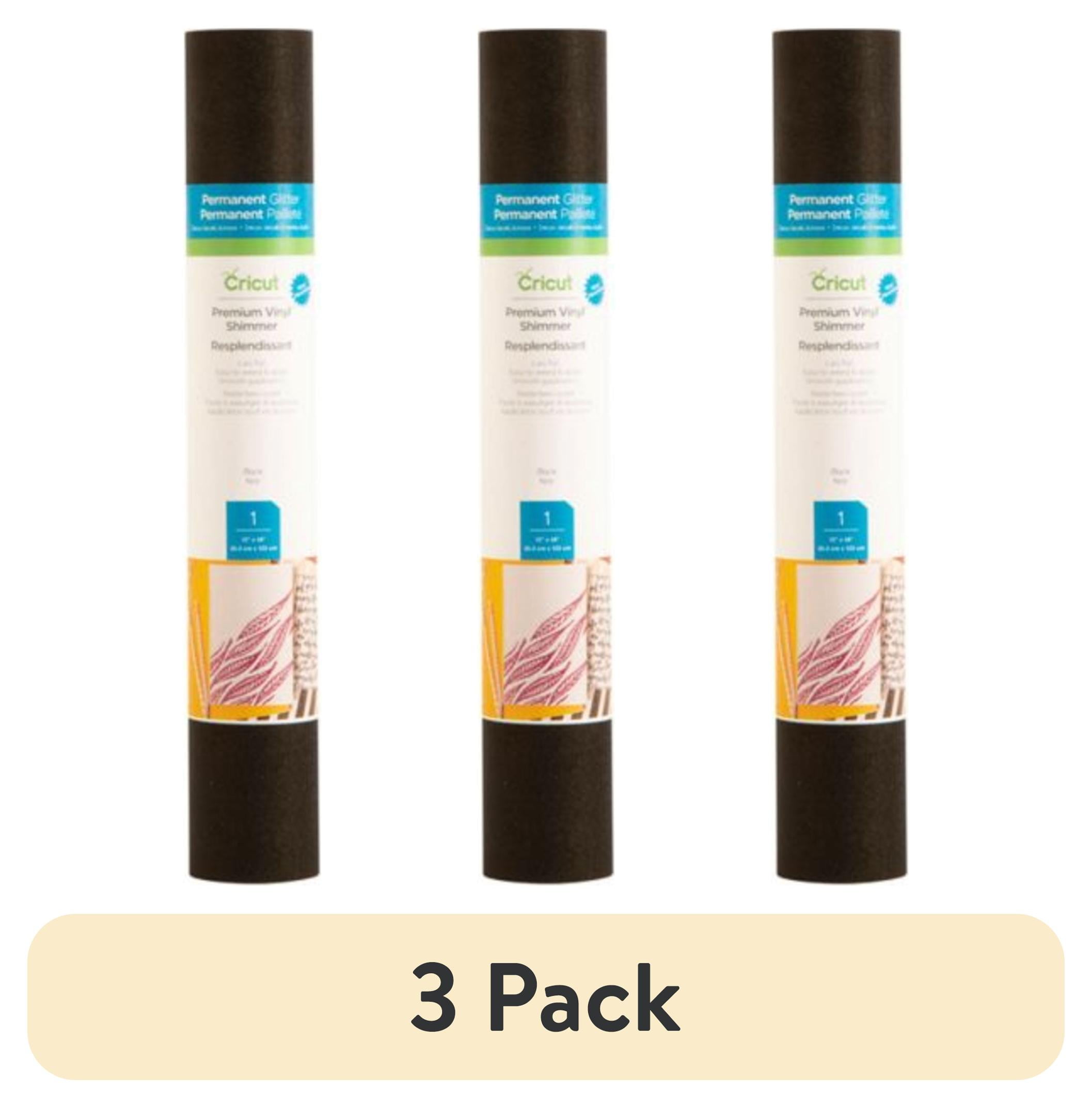 (3 pack) Cricut Premium Vinyl™ Shimmer Permanent, Black, 12" x 48"